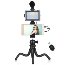 Комплект блогера Puluz PKT3094B 4в1 (свет, крепление, держатель для телефона, микрофон)