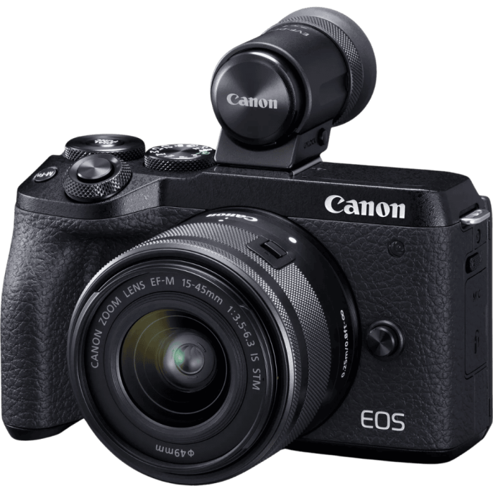 Цифровая фотокамера Canon EOS M6 Mark II + 15-45 IS STM + EVF Kit Black